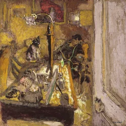 Madame Hessel telefoniert in ihrem Boudoir